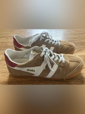 Gola Elan Suede Sneaker Tan Red 10